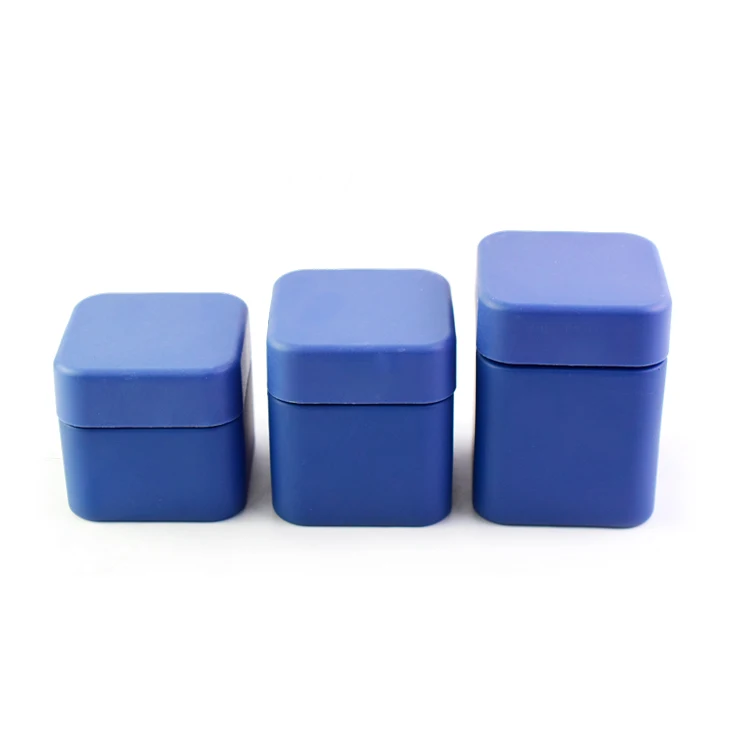3oz square glass jar frosted cobalt blue matte opaque straight flower smell proof childproof square glass jars storage hot stamp