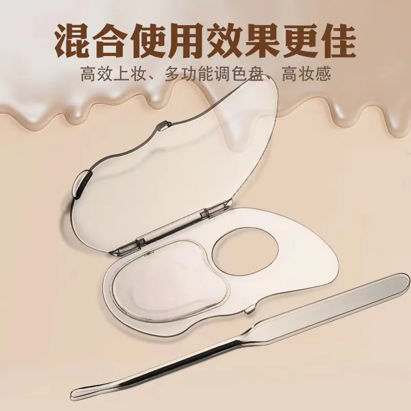 Handhold clear  foldable Makeup Mixing Plate acrylic painting mixing plate Nail Art Mixer Tray with Spatula