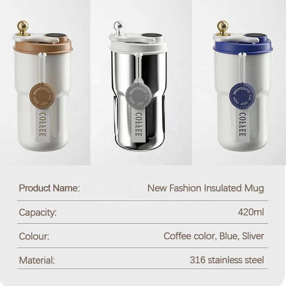 Temperature Display Thermal Water Bottle for Coffee Flask Water Bottle Hot and Cold 420ml Stainless Steel Smart Digital Thermos