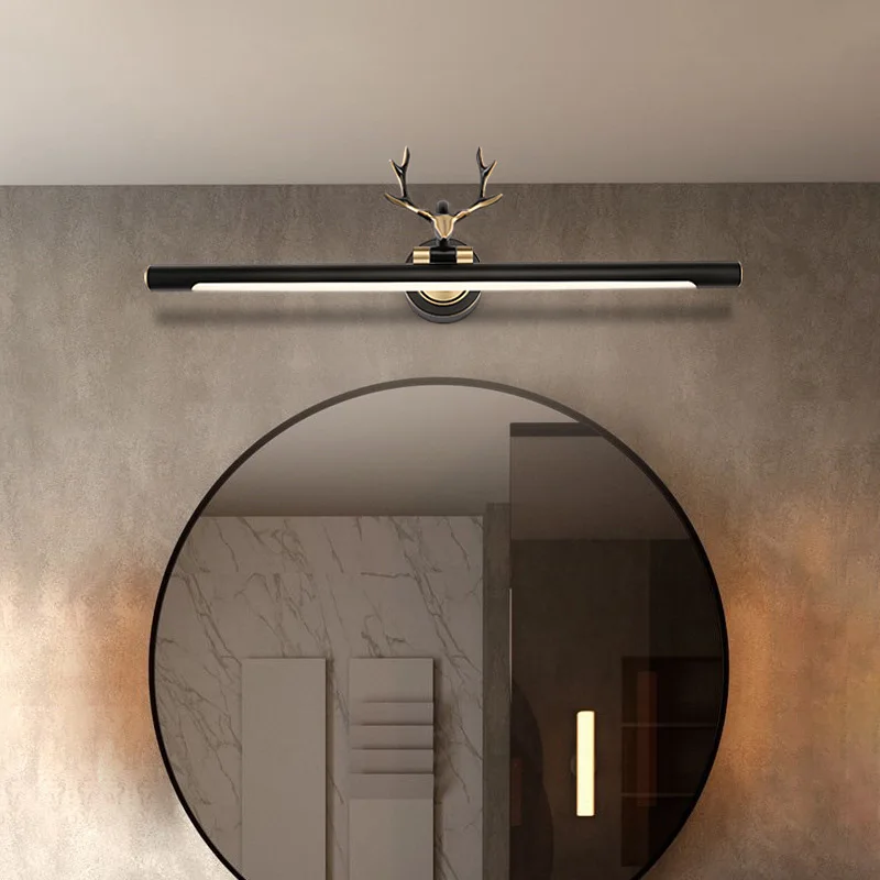 High End Home Hotel Bathroom Vanity Lamp Copper Material Deer Horn Above Mirror Wall Light