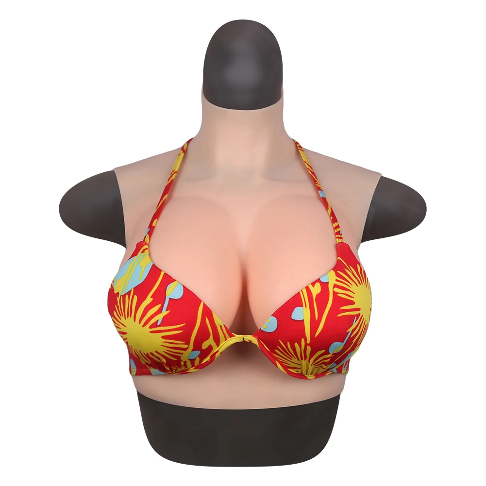 Free Shipping BCDEGF High Collar Fake Artificial Boob Realistic Breast Silicone Forms Crossdresser Female Transgender Drag Queen
