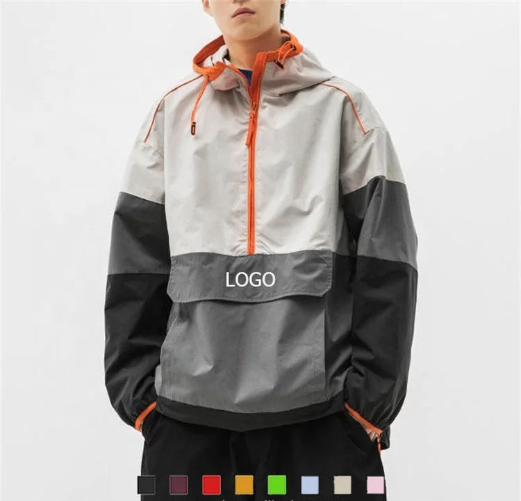 OEM Wholesale 100% Nylon Running Waterproof Windproof Custom Anorak Windbreaker Jacket For Men