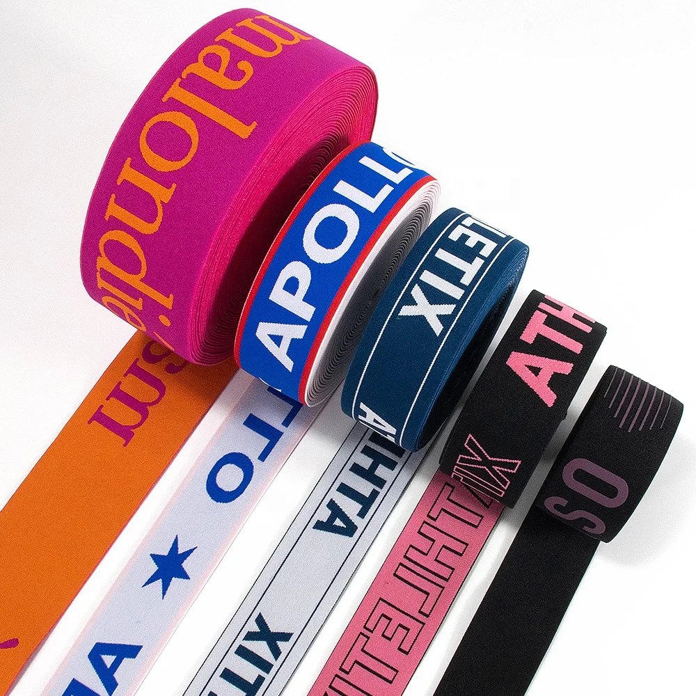 Бесплатные образцы дизайн логотипа под заказ нижнее белье нейлоновая жаккардовая ткань трикотажная широкая эластичная лента для