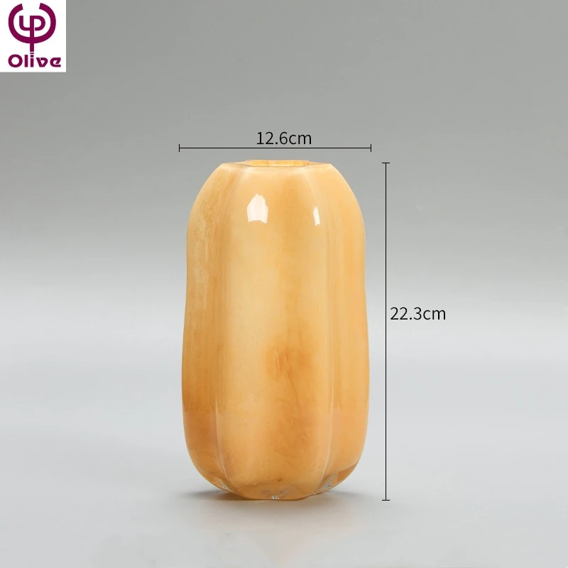 Medieval Glass Vase French Creamy Jade Living Room Aquaculture Flower Arrangement Living Room Decoration Craft Flower Glass Vas