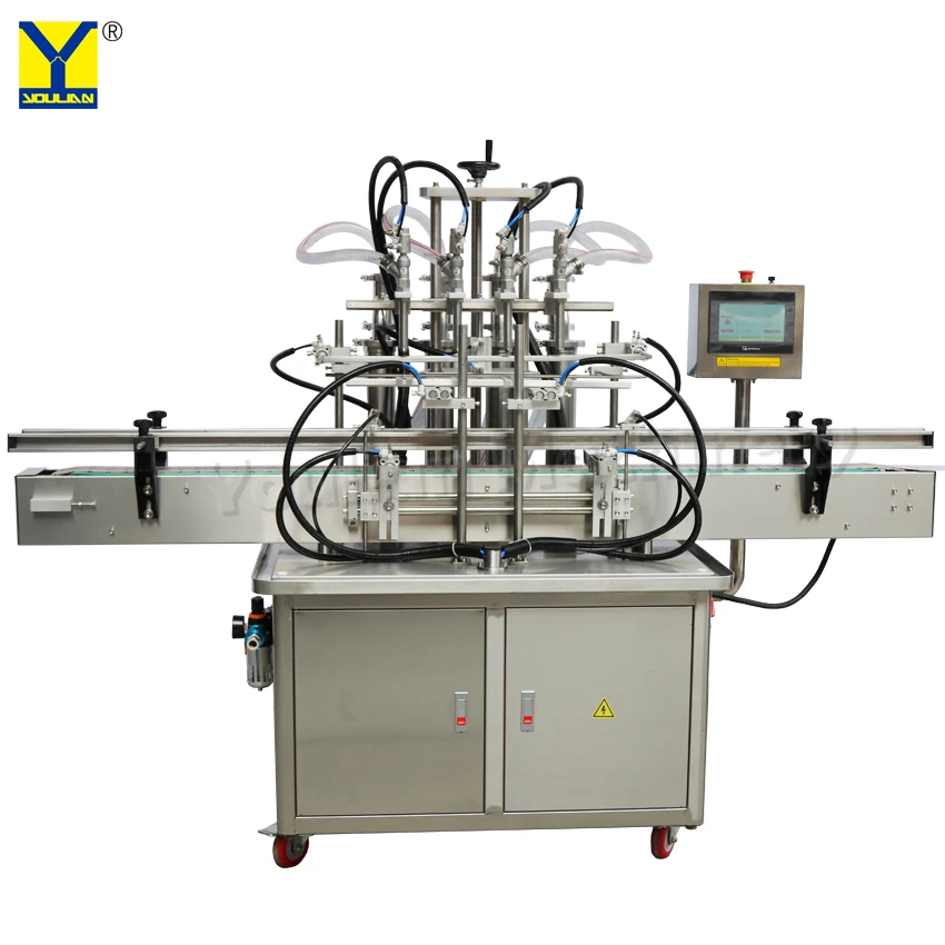 YT4T-4G Automatic SMC Piston 4 Nozzle 5000ml Pure Water Juice Filling Machine for Bottles Cans Jars