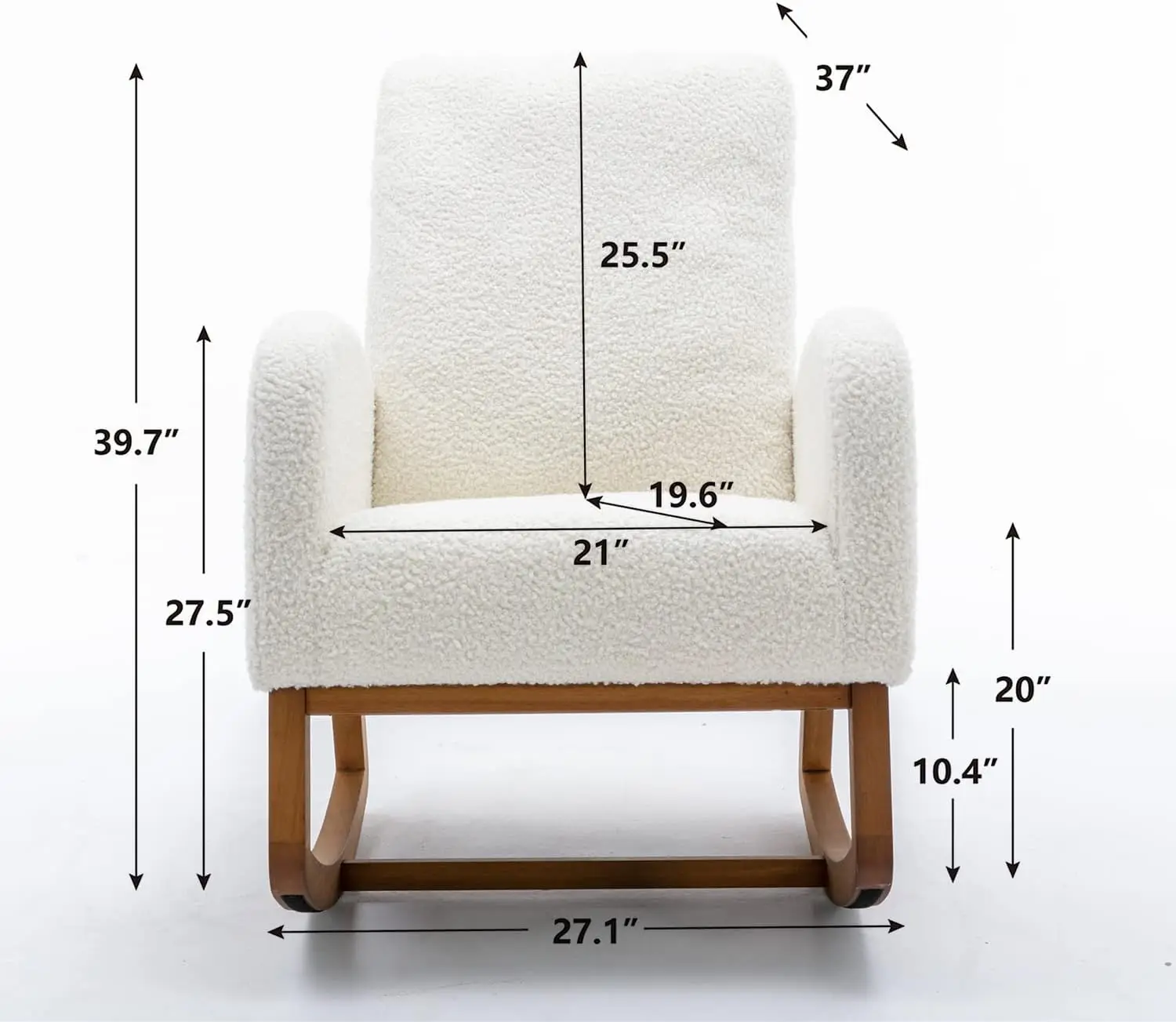 Luxury Design Living Room Wooden Legs Rocking Chair Light Beige Cover Fabric Chair Home Furniture Leisure Chair for Living Room