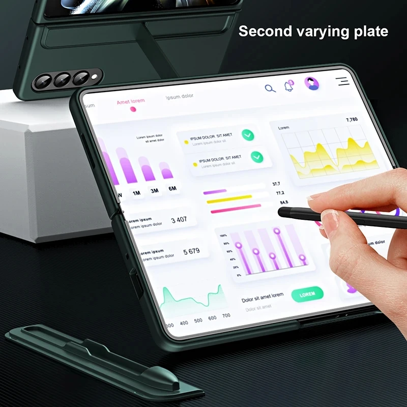 Fold 5 Standing Cover With S Pen For Samsung Galaxy Z Fold 4 3 5G Full Protect Back Cover Kickstand Flip Pen Slot Case