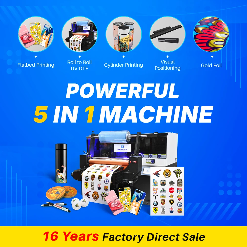AI Visual Positioning a3 a2 high quality 2400dpi i3200 head CMYK W mini uv flat bed printer roll to roll with laminating machine