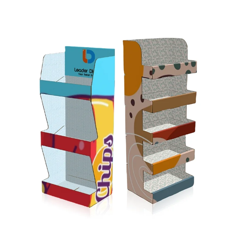 Double Side Printing Floor Corrugated Cardboard Retail Wine Bottle Display Racks For Wine Beer Water