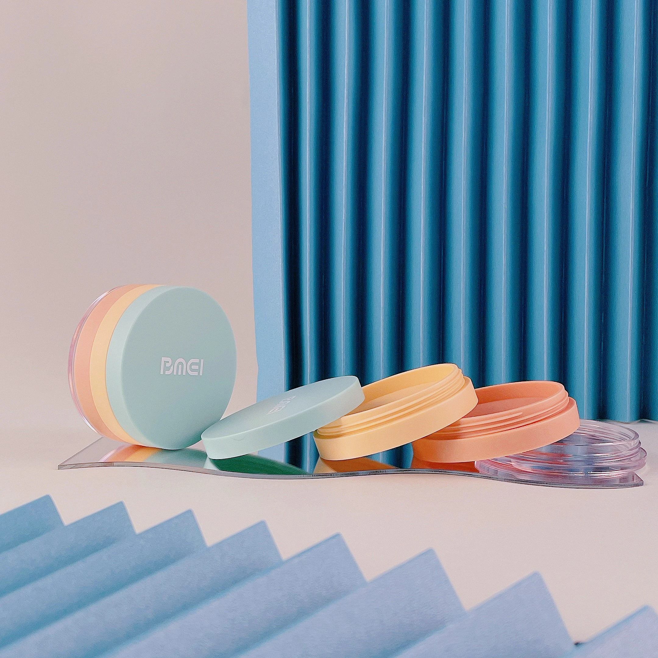 Colorful Multi Layers Stackable Cream Jar Pressed Powder Compacts Screw Lid Custom Makeup Compact Container