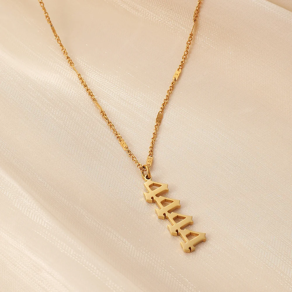 Popular Stainless Steel High Quality Angel Number 4444 Necklace
