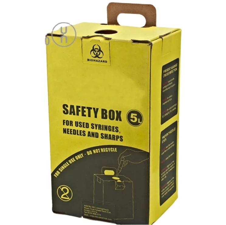
Disposable Medical Paper Board Sharp Container 5L, Sharp Bin And Safety Box For Collect Used Syrings And Needle 