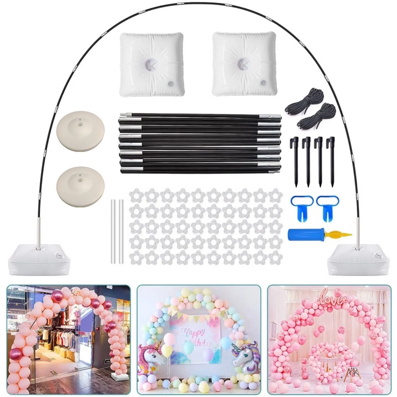 MF-L308 Wholesale15 Sections Carbon Fiber Circle Ballon Stand Arch Frame Balloon Arch Kit Set Tool Stand Backdrop For Decoration