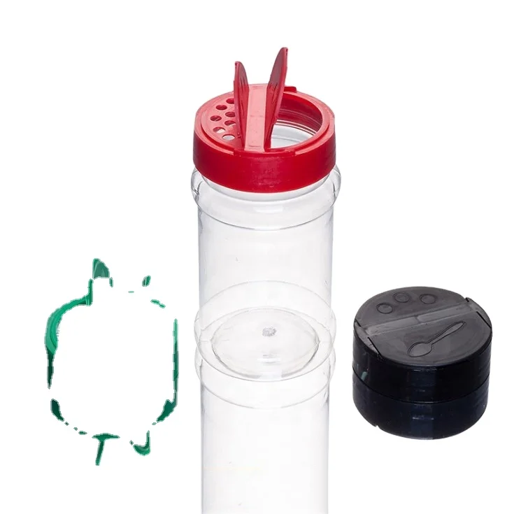 China Factory High Quality Cheap Price PET Plastic Spice Bottle Seasoning Jar with Dual Open Shaker Lid Flip Top