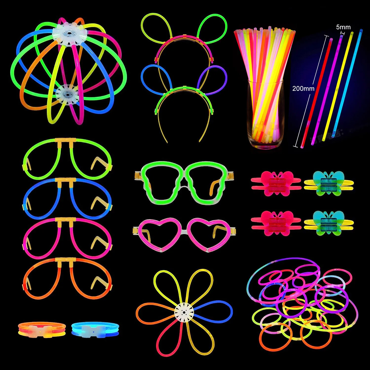 Play Party 100 500 Bulk Bracelets Ultra Bright Glow In The Dark Sticks Supplies