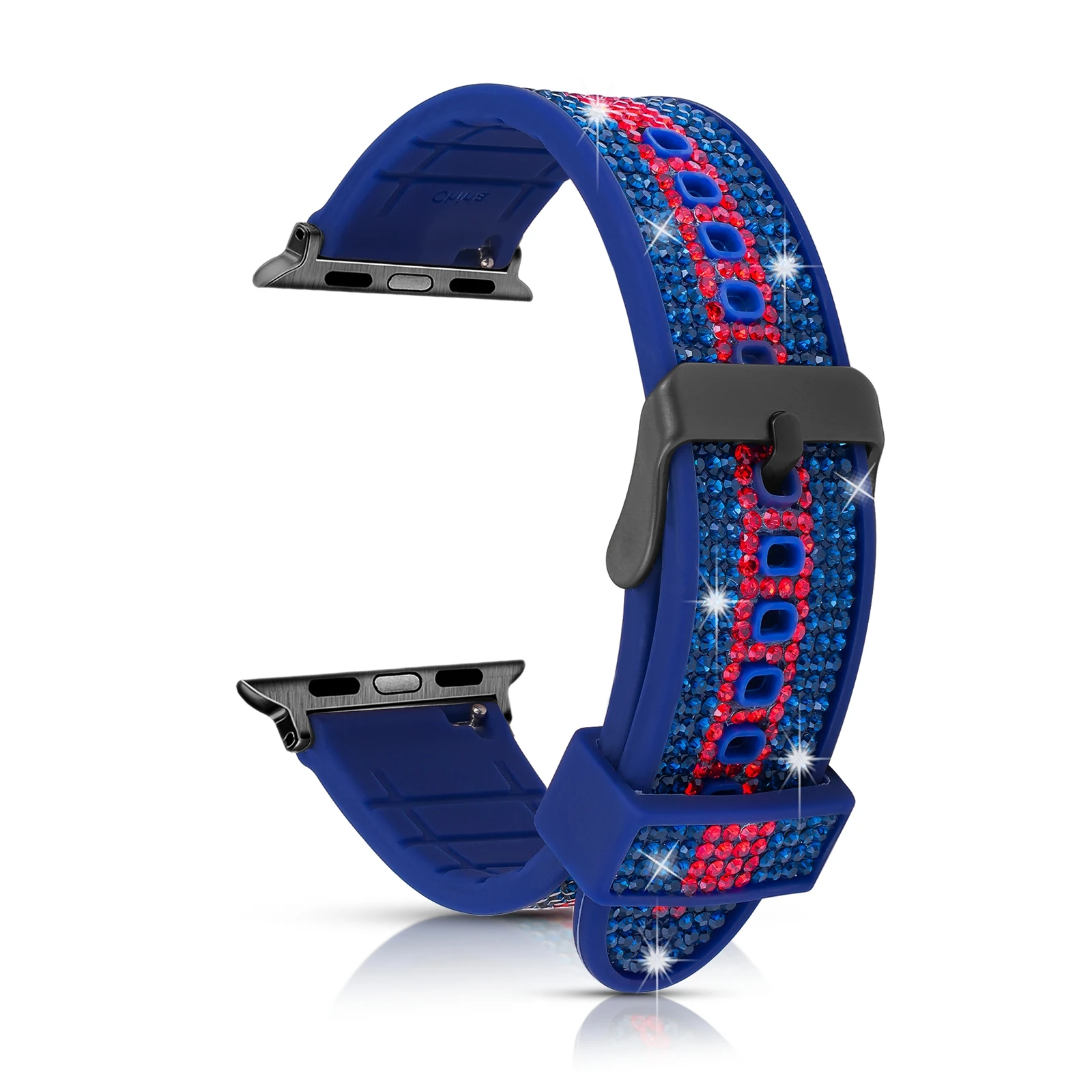 Custom Luxury Metal Buckle Watch Band Replacement Wristband with zircons Silicone soft Straps for Apple