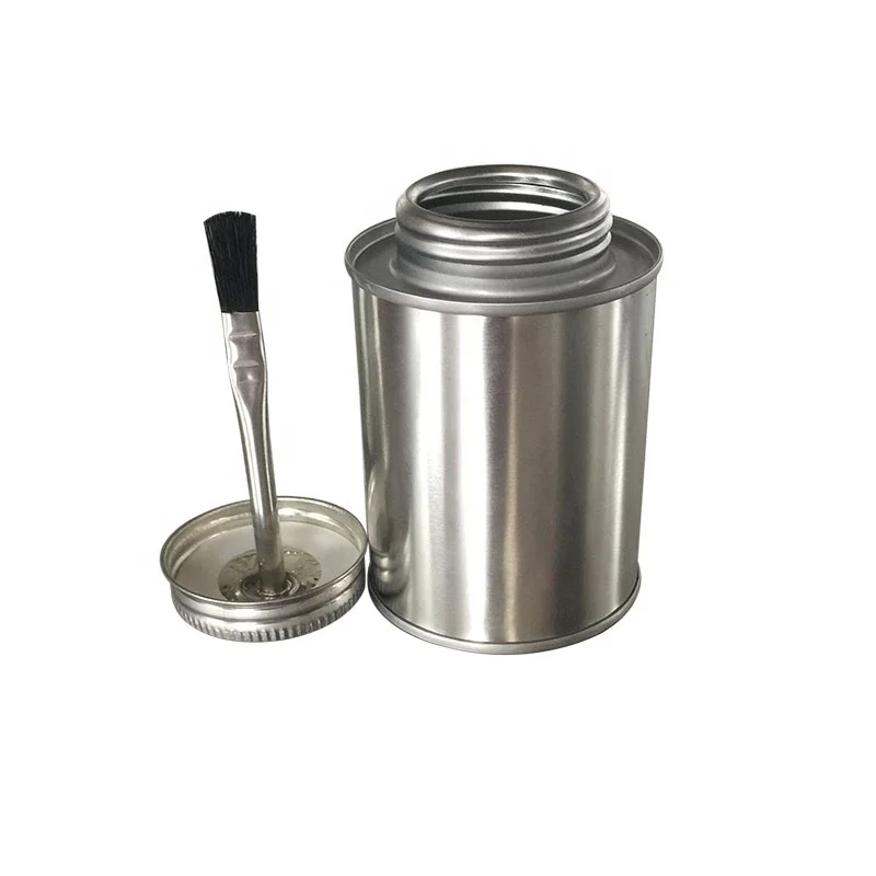8oz Round Tin Can Custom Lids  PVC/CPVC Adhesive Glue Metal Tin Box With Brush