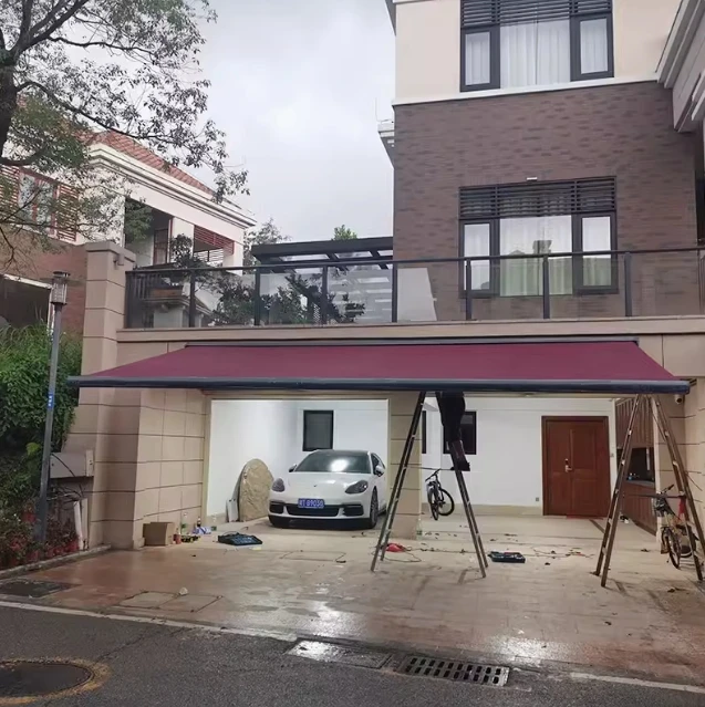 Aluminum Waterproof Sunshade Pergola Canopy Restaurant Balcony Retractable Awning LED Light