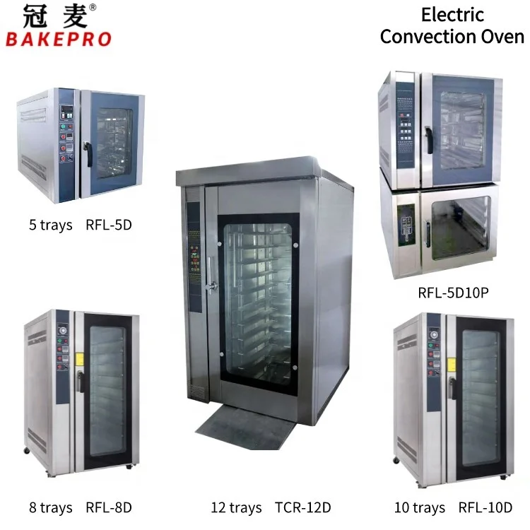 Bake Pro 4 Trays Baking Pizza Convection Oven 5 Trays Electric With Steam Function And Dough Proofer