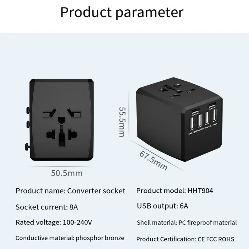 Spot supply 2023 Electrical Plug Socket Usb Travel Adapter Universal Travel Adapter Dual Usb Worldwide Charger
