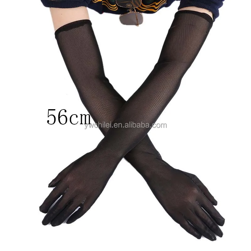 22inch Long Shiny Stretch Satin Dress Gloves