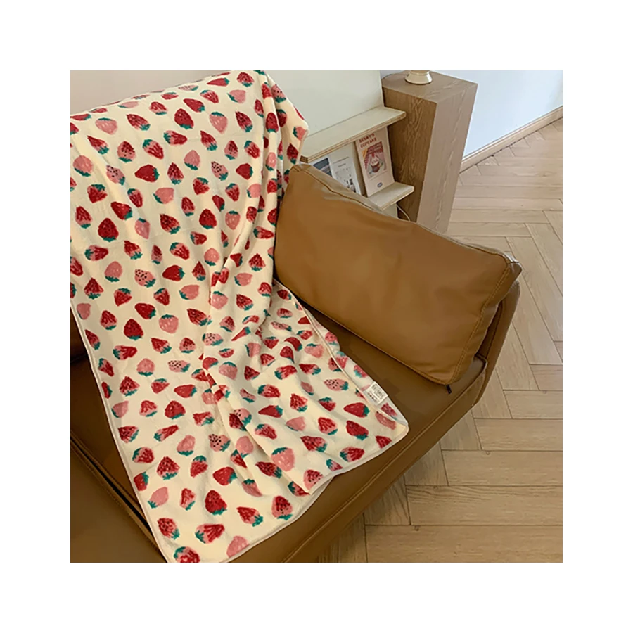 Custom Coral Fleece Blanket With Embroidery Logo 100% Polyester Winter Cartoon Throw Blankets Home Office Portable Kids Blanket