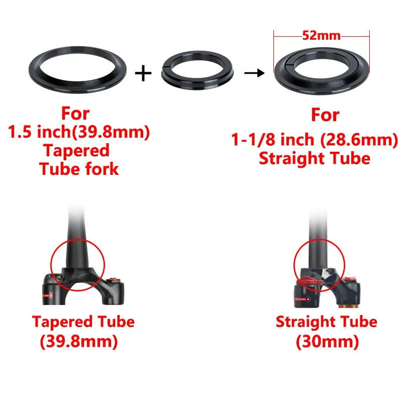 BOLANY  bicycle Bearing headset 42 x52mm Fully hidden MTB Road Bike Tapered/Straight Tube fork bicycle headset