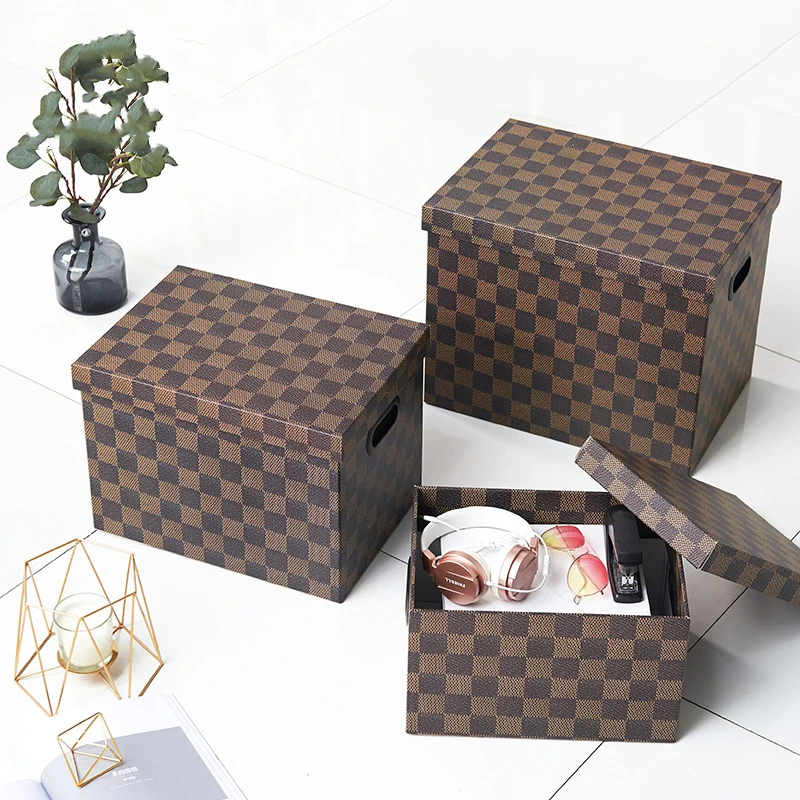 Imitation Leather Pattern Storage Box Desktop Storage Boxes Office Saving Car Foldable Storage Box Desktop