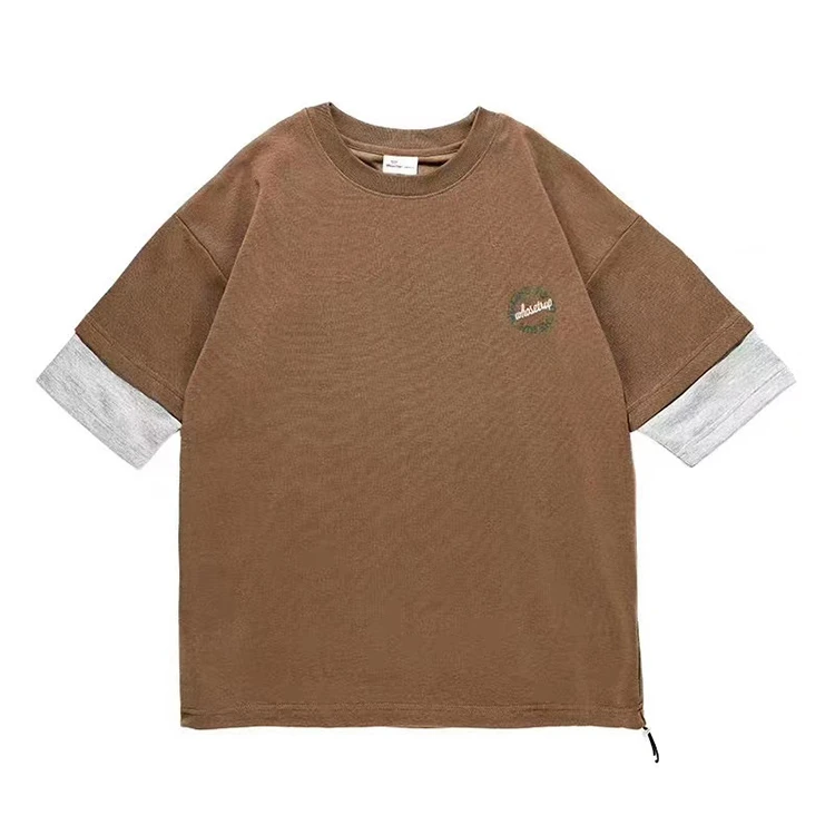 
Casual elastic string adjustable custom red and brown t shirt men cotton 