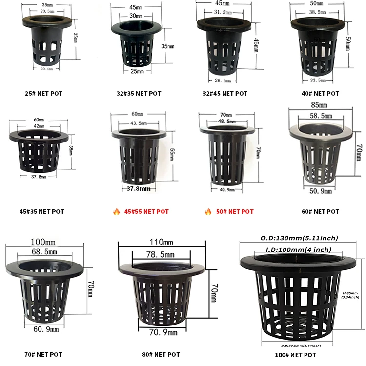 Hydroponics Plastic Net Pot Basket Mess Cup 3inch Hydroponic Soilless