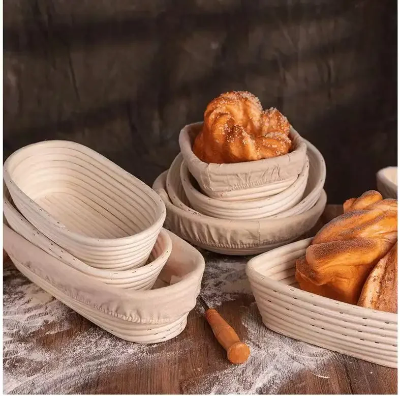 9/10in bread Banneton Proofing Basket Natural Rattan Sourdough Proofing Basket Bread Bowl with Cloth LinerDough Rising baking