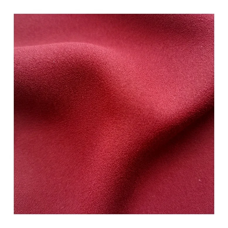 Whole sale price silk like 100% polyester fabric 4 way stretch moss crepe chiffon fabric for dress blouse costumes skirt