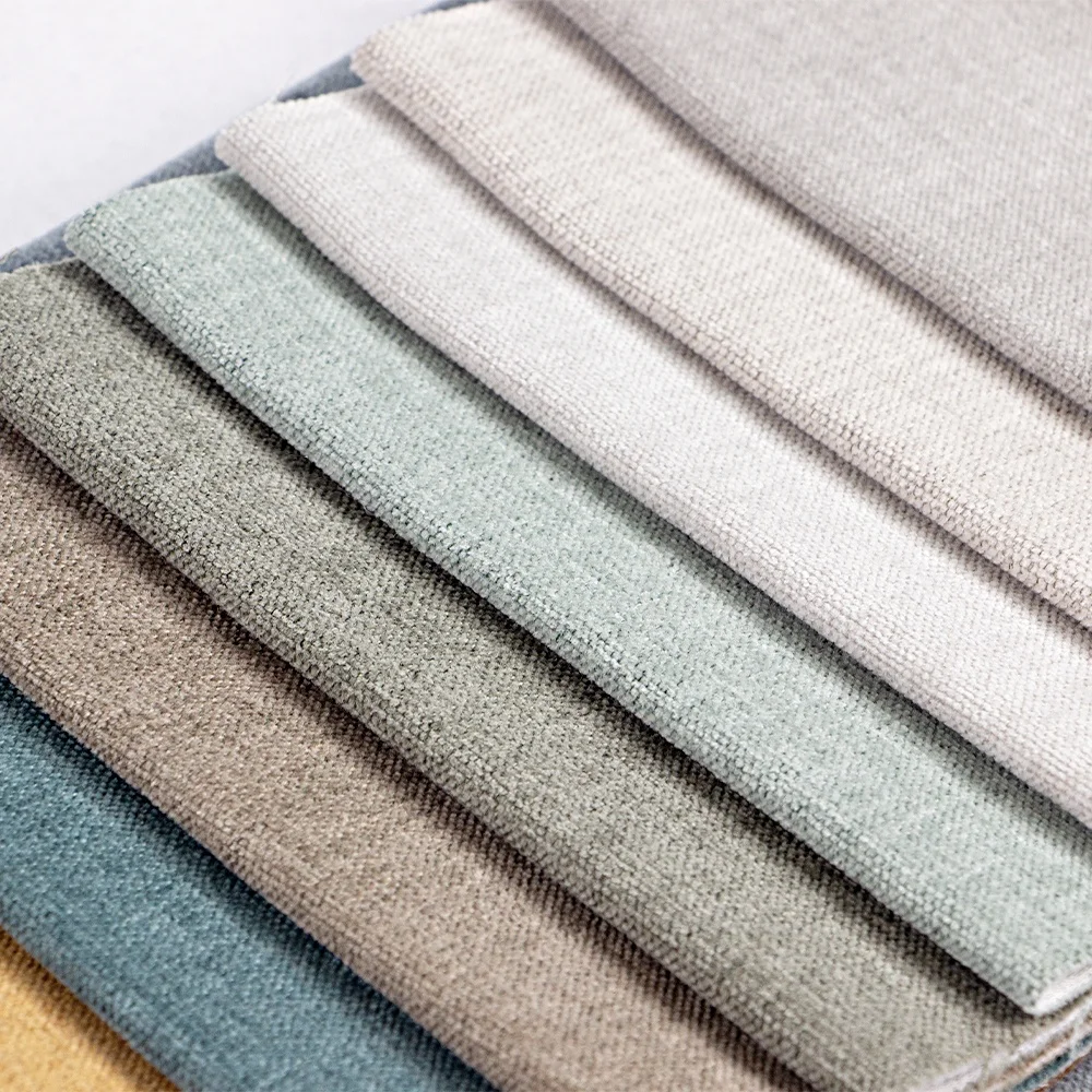 Furniture fabric have ready goods linen looks plain  chenille fabric multi color fabrics  for sofa covers