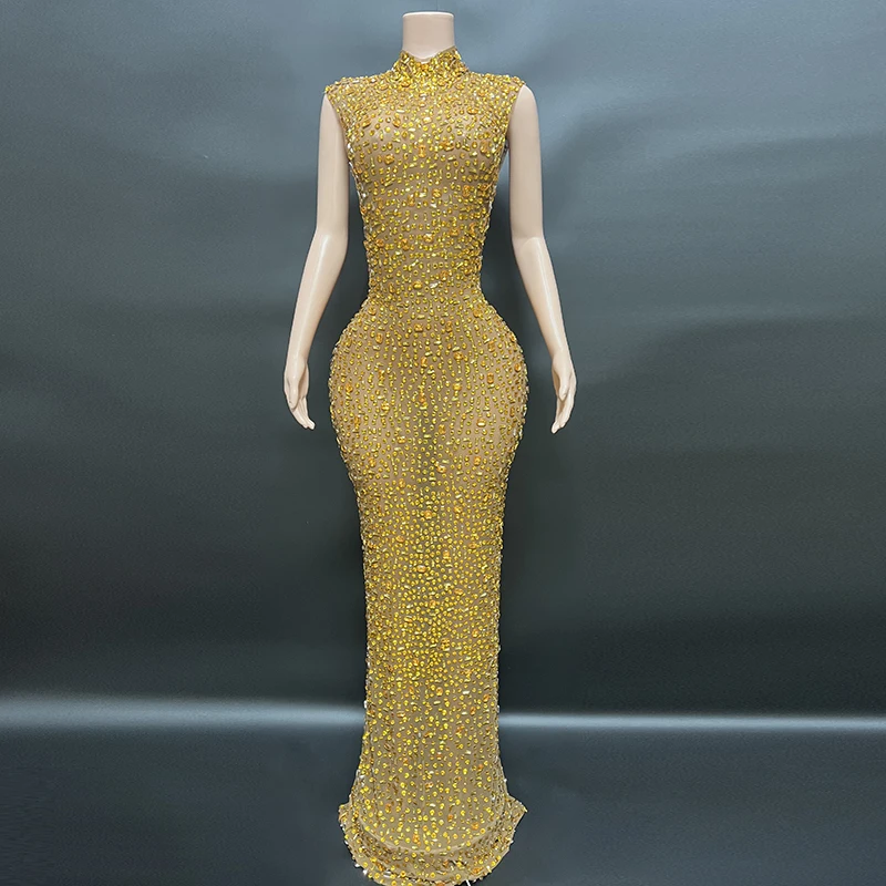NOVANCE 2023 items to dropship luxury maxi gold dance party gown glittering stones evening dresses for night prom party