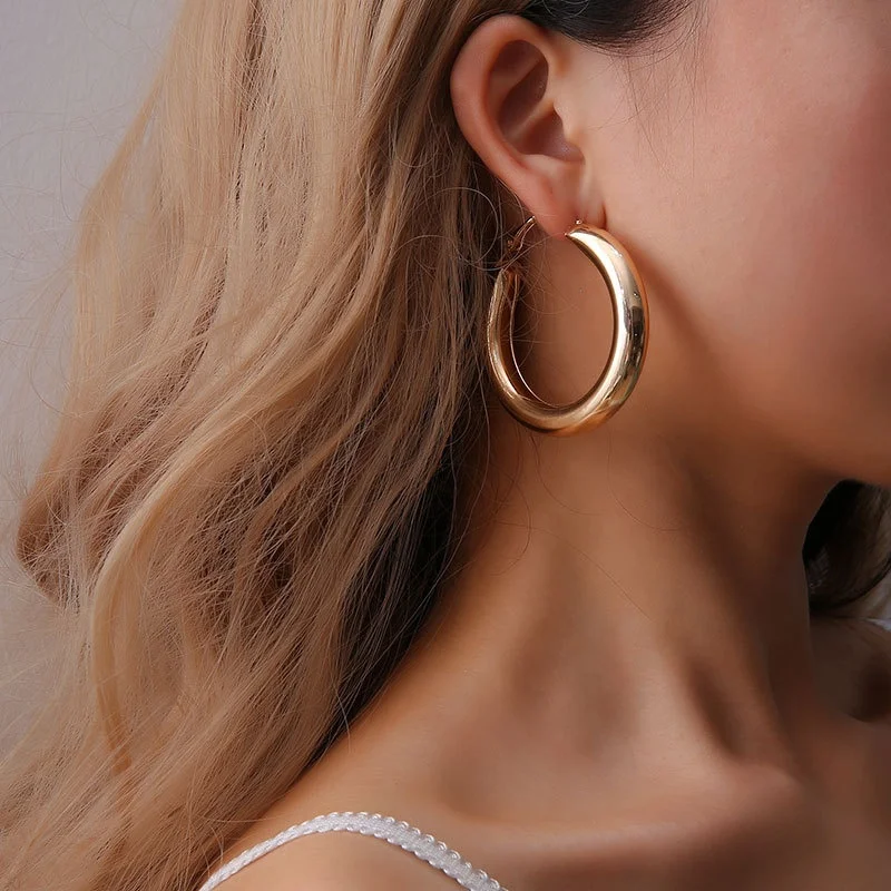 Gold Hoop Earring Custom Silver Gold Statement Cuff Earrings Big Hoop Earrings