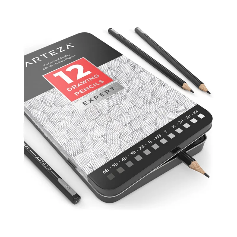 Good quality rectangular  pencil tin box / 12 pieces pencils customized tin case