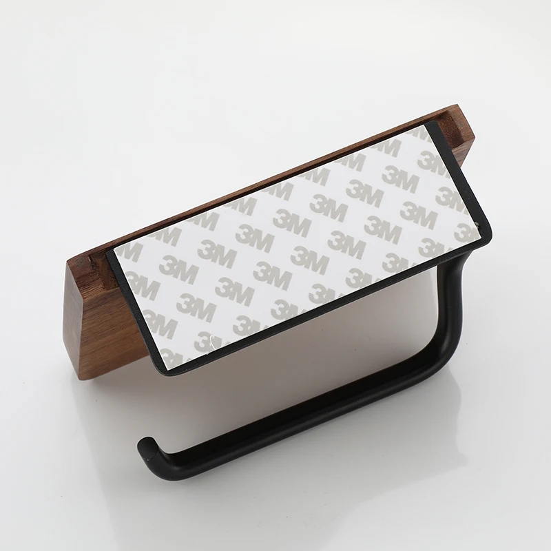 Self Adhesive Wood toilet paper holder with shelf toilet paper roll holder toilet roll paper holder