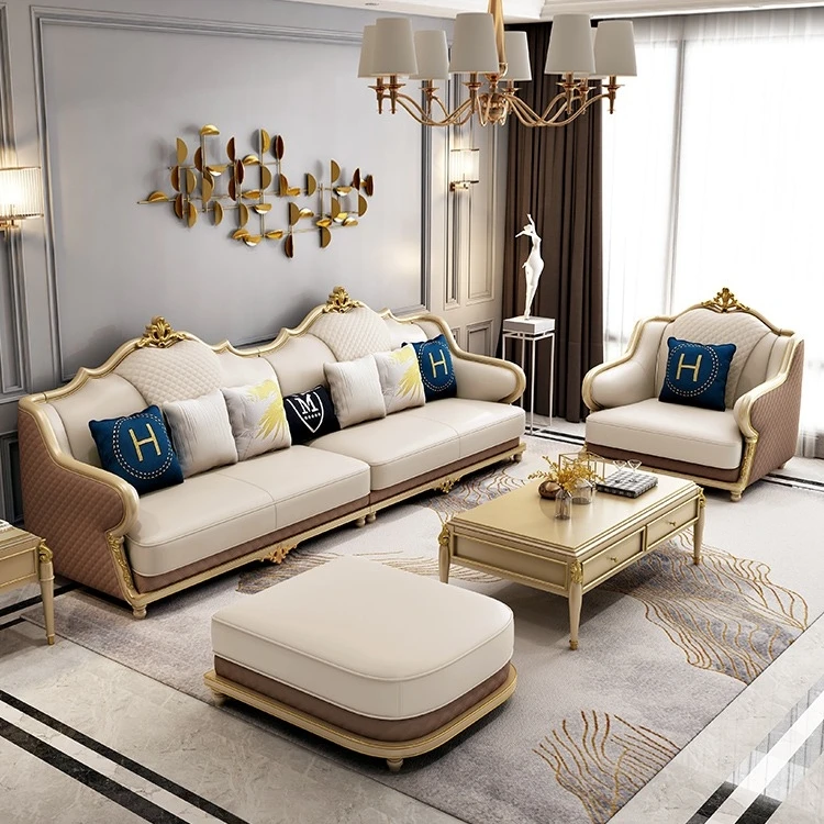 YAST sofas modernos americano u luxury leather sofa set wholesale sofa