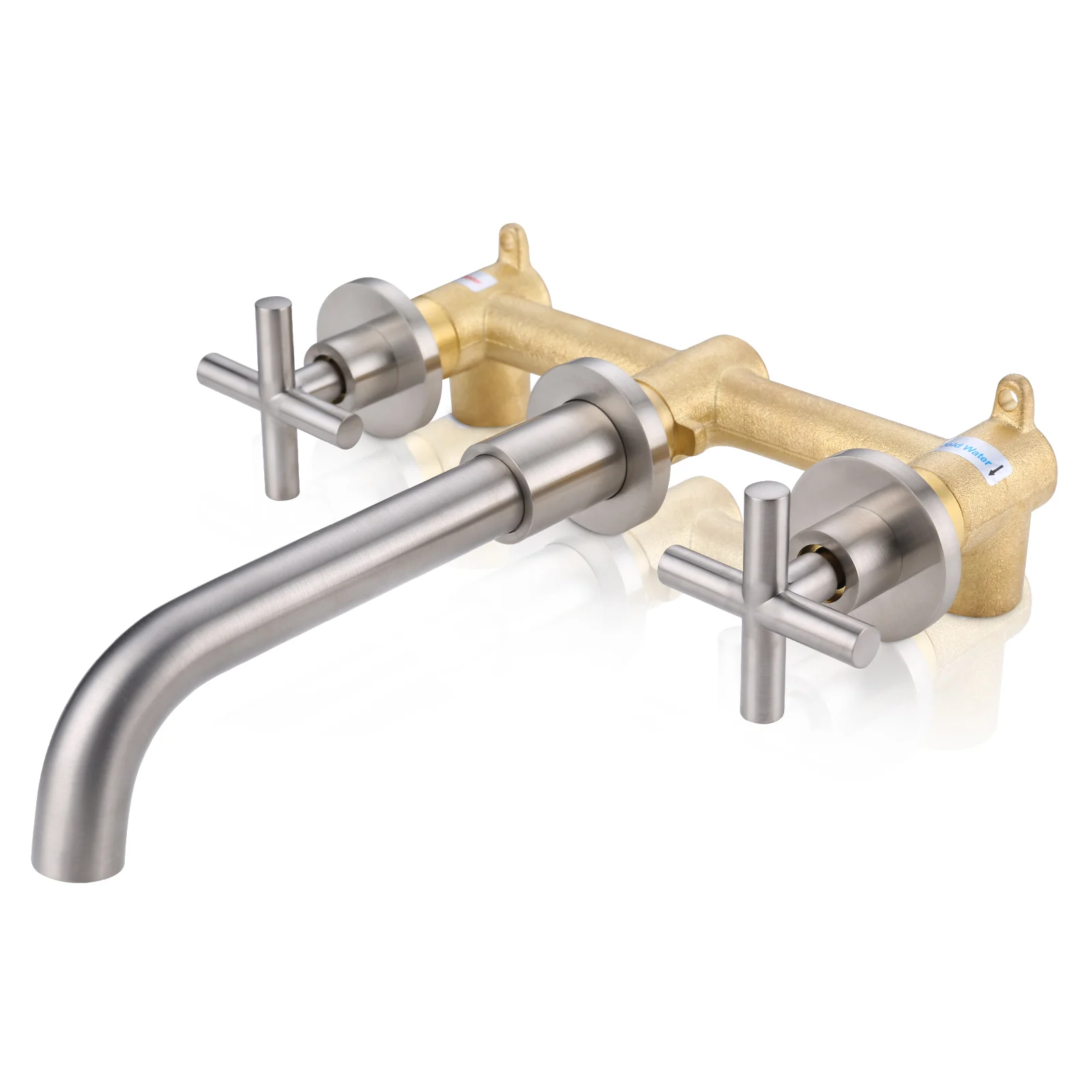 Bathroom Faucet With Rough-in Valve Widespread 3 Holes Wall Mount Bathroom Mixer Tap Conceal Basin Faucet