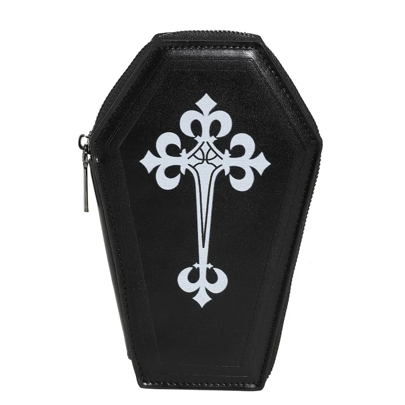 Customize Halloween Skull Ghost Pumpkin Wallet Card Holder Personalized Leather Coffin Shape Wallets for Women Customize Wallet