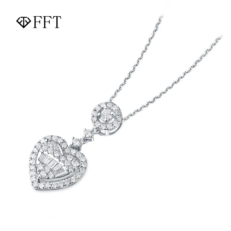 Новое поступление 2021, модное ювелирное изделие, 18k, цельное ожерелье с подвеской в форме сердца и бриллиантом для женщин