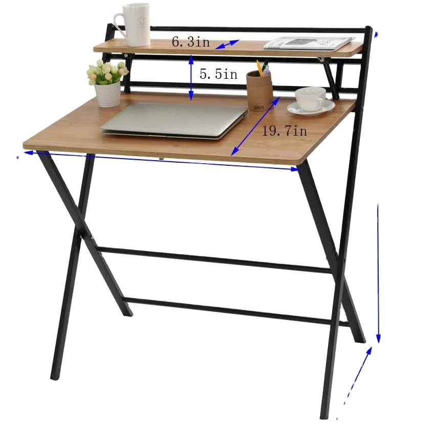 Combohome Gaming Desk Writing Computer MDF Desk Home Office Folding Laptop Table for Home Study Office Notebook Desk Wood Color