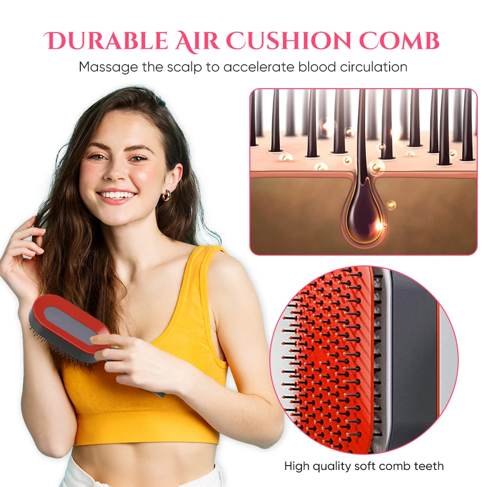 Portable  Self Cleaning Straightening Brush 3D Air Cushion Massager Comb for Hair Styling by Lily England