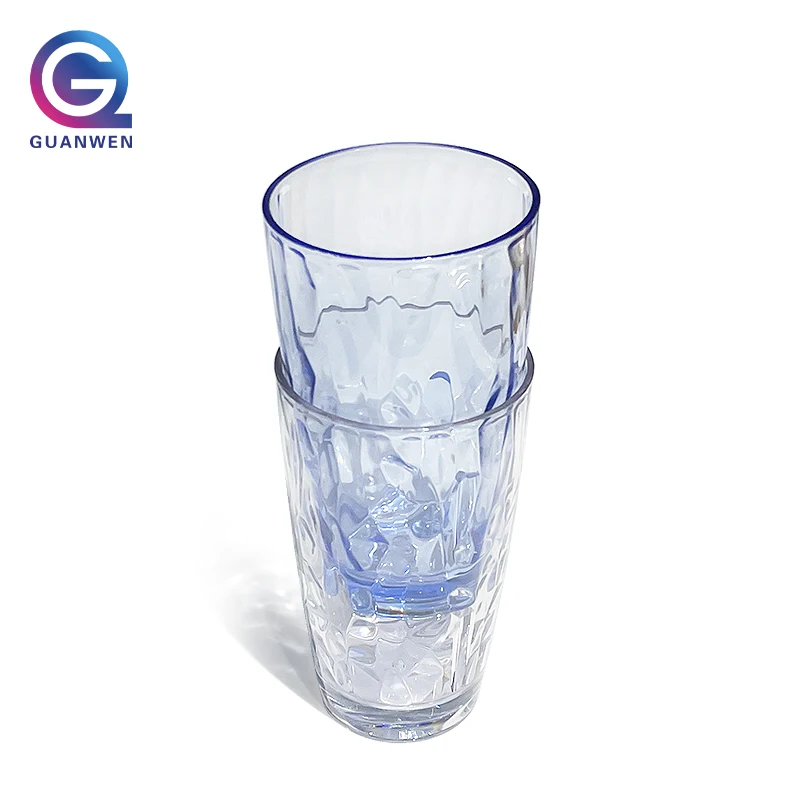 Plastic Polycarbonate PC Custom LOGO Frosted Clear Unbreakable Beer Juice Drinks Tumbler Water Glass Tea Cup for Restaurant