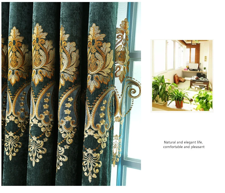 Turkish Embroidery Design Curtain Fabric Velvet Living Room Polyester Blackout Curtain,pinch Pleat 100% Polyester Flat Window