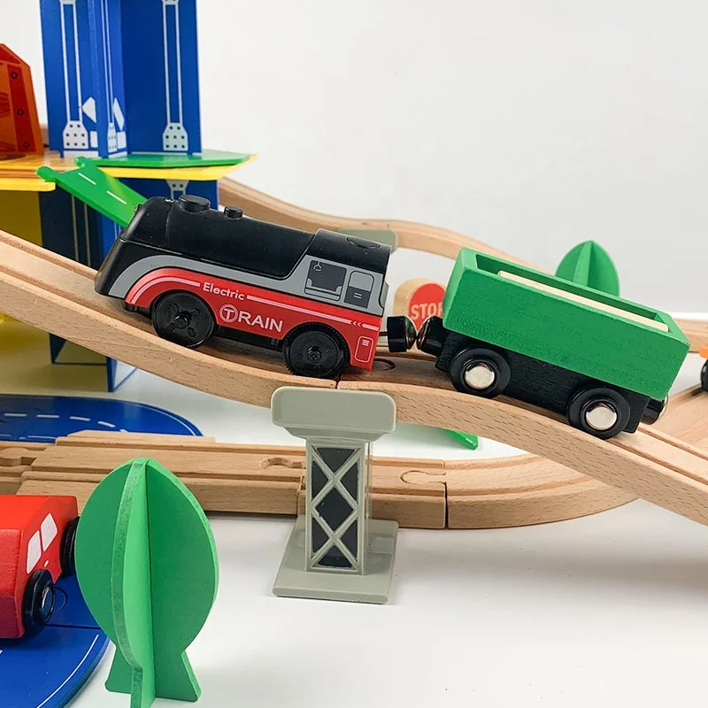 Table Children Train Railway Classic Wood Mini Track for Kids Wooden Model Set Train Slot Toys