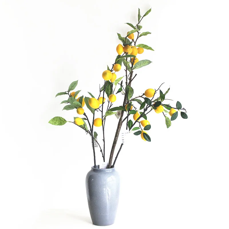 Wholesale indoor decorative artificial lemon branch  home decor artificial fruits branch