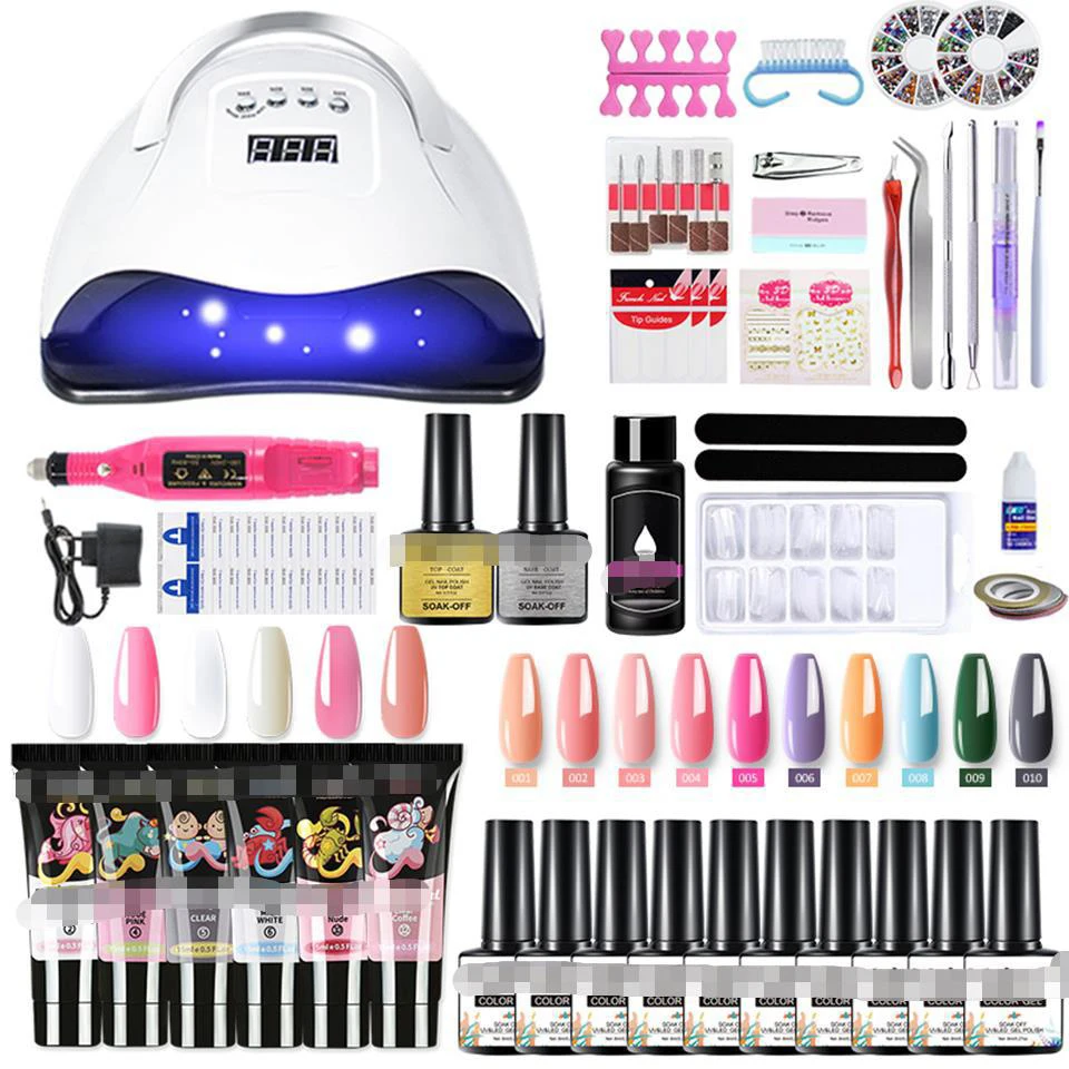 Label OEM nail diy art gel nail set kit with uv lamp and drill for beginner
