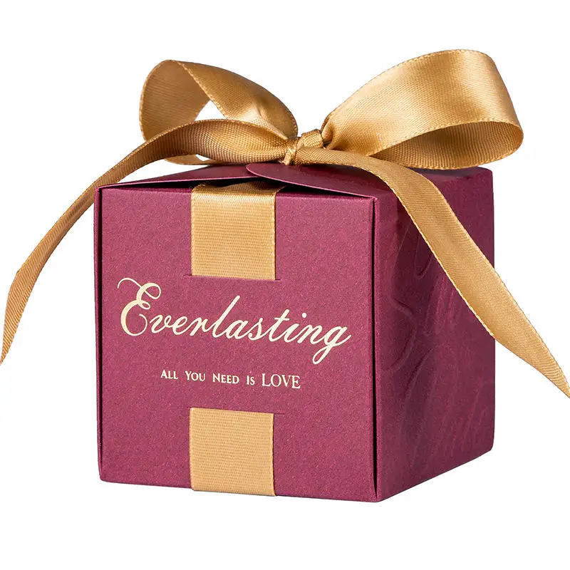 FAMA Wholesale Chinese Factory Custom Wedding candy gift box with ribbon