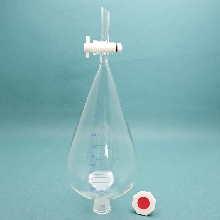 Factory Direct sales glass pear-shaped separating funnel PTFE piston oil separation